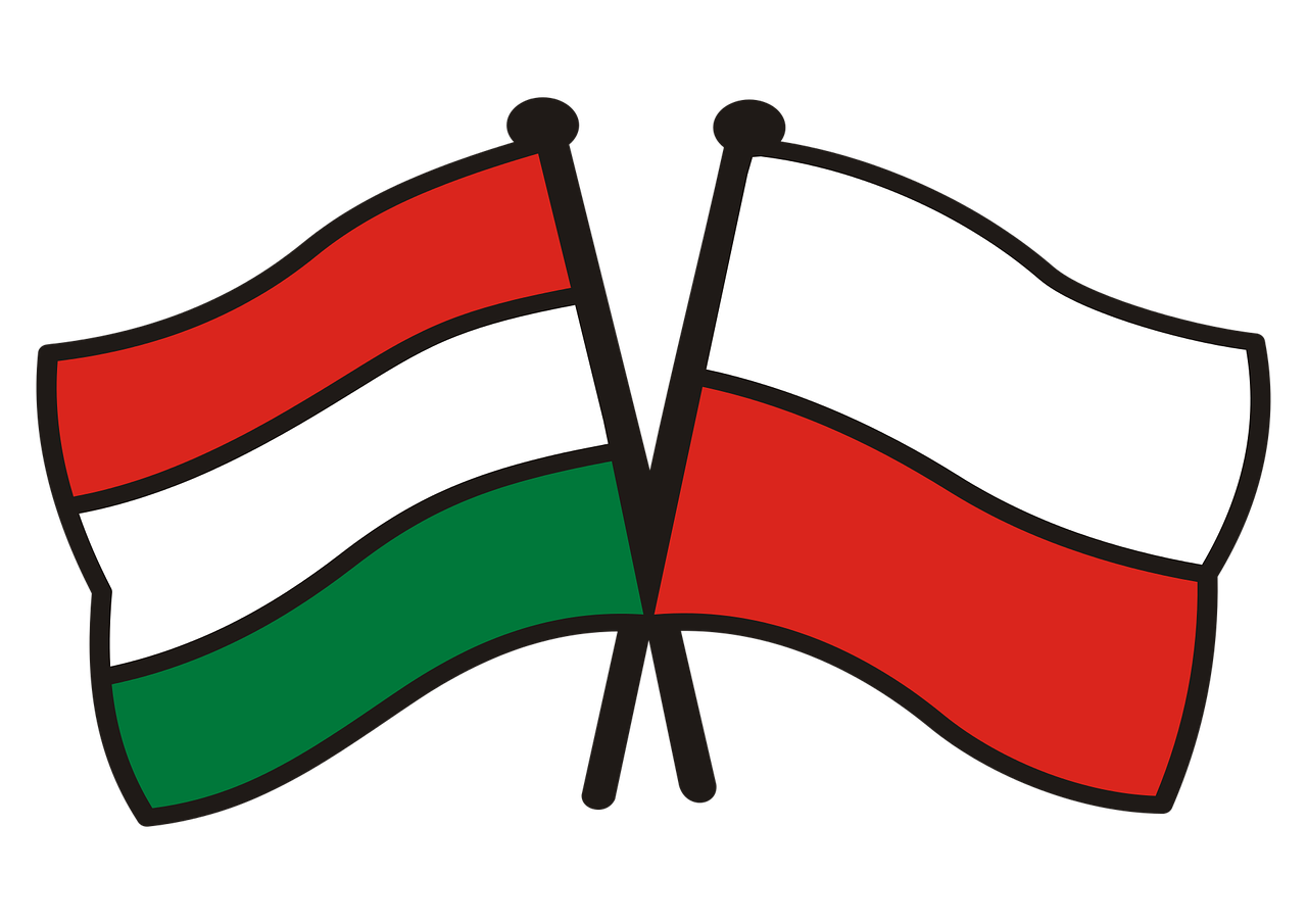 poland hungary flags national colors free photo