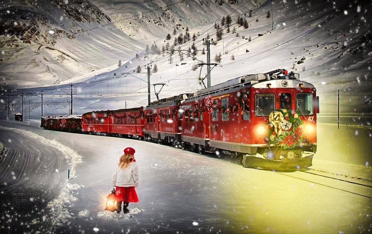 polar express train christmas train free photo