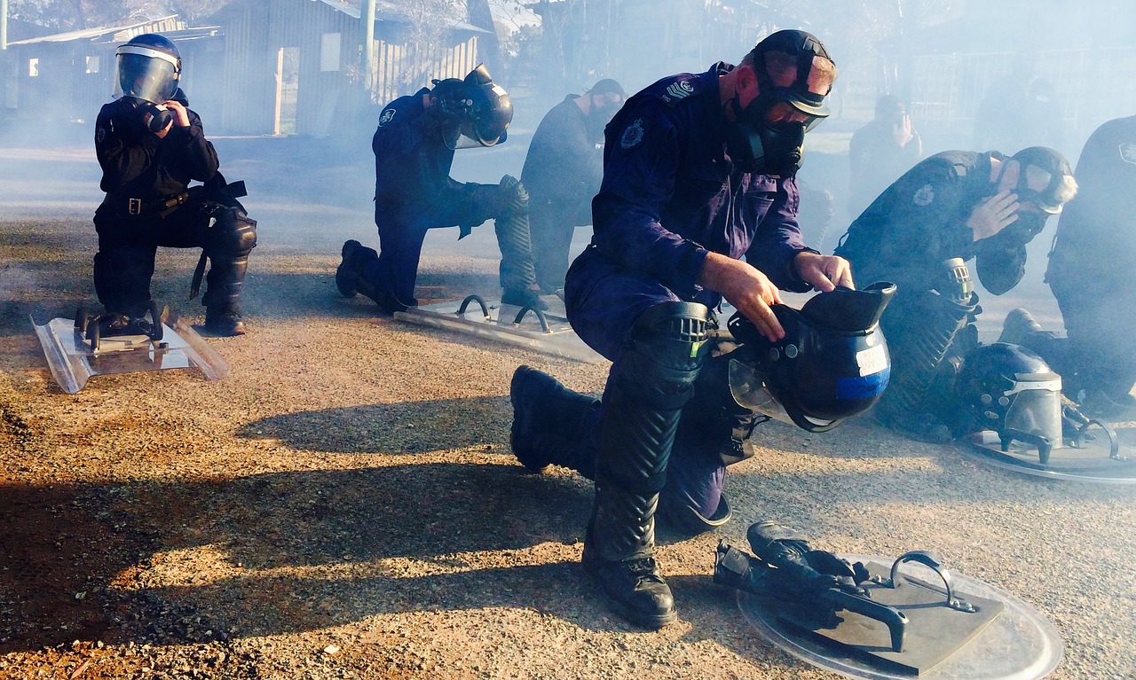 police gas mask riot free photo