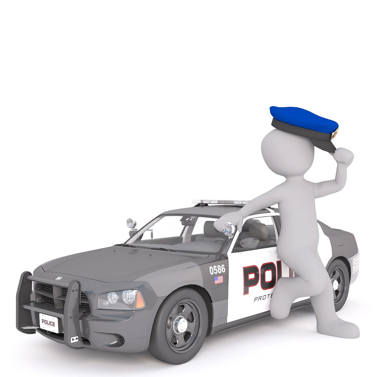 police car white male 3d model free photo