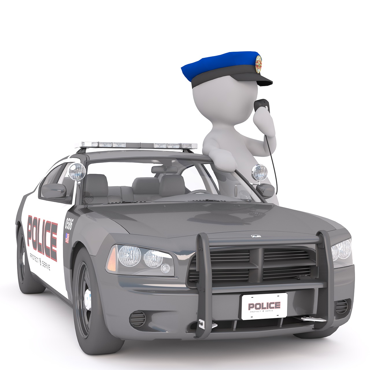 police car white male 3d model free photo