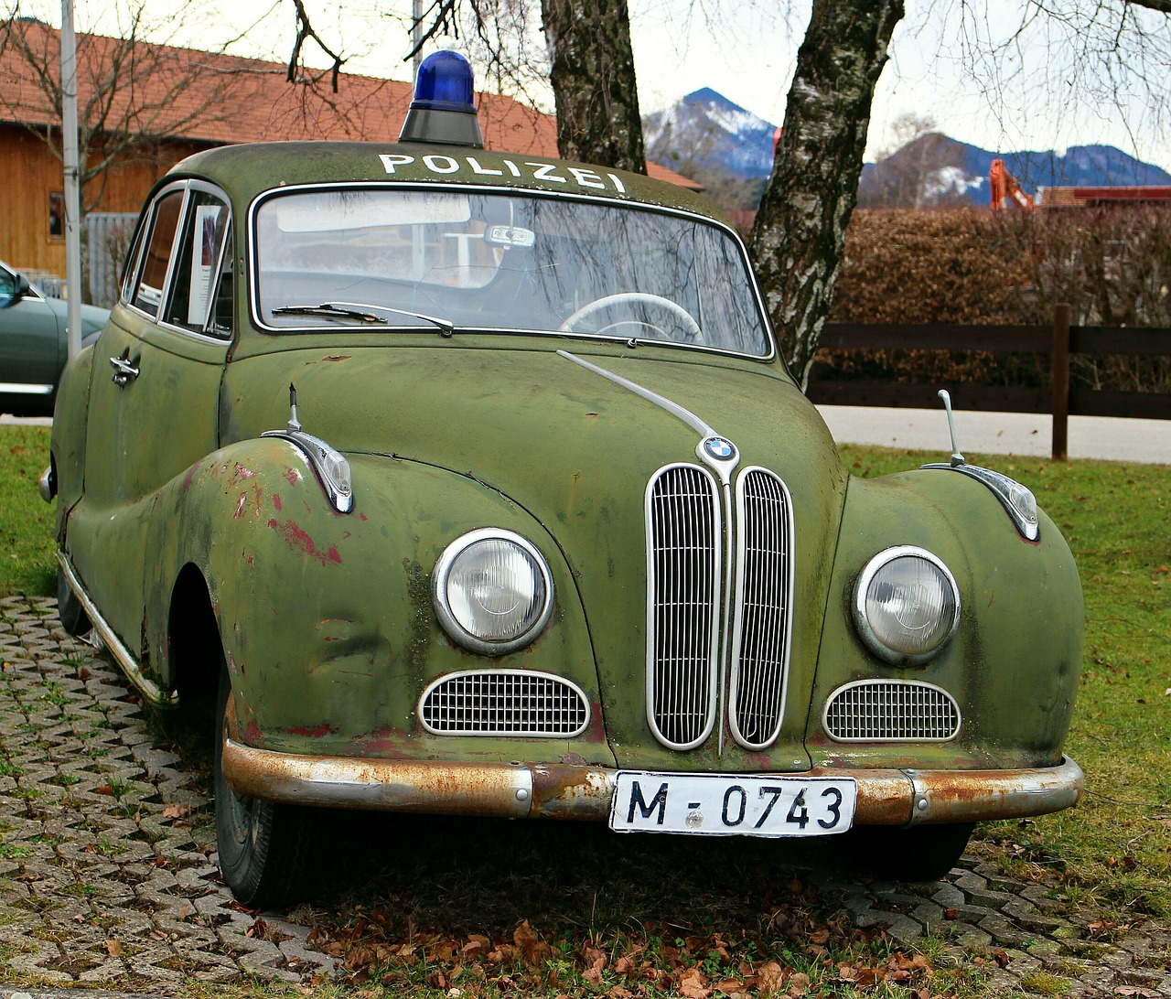 police car oldtimer movie car free photo