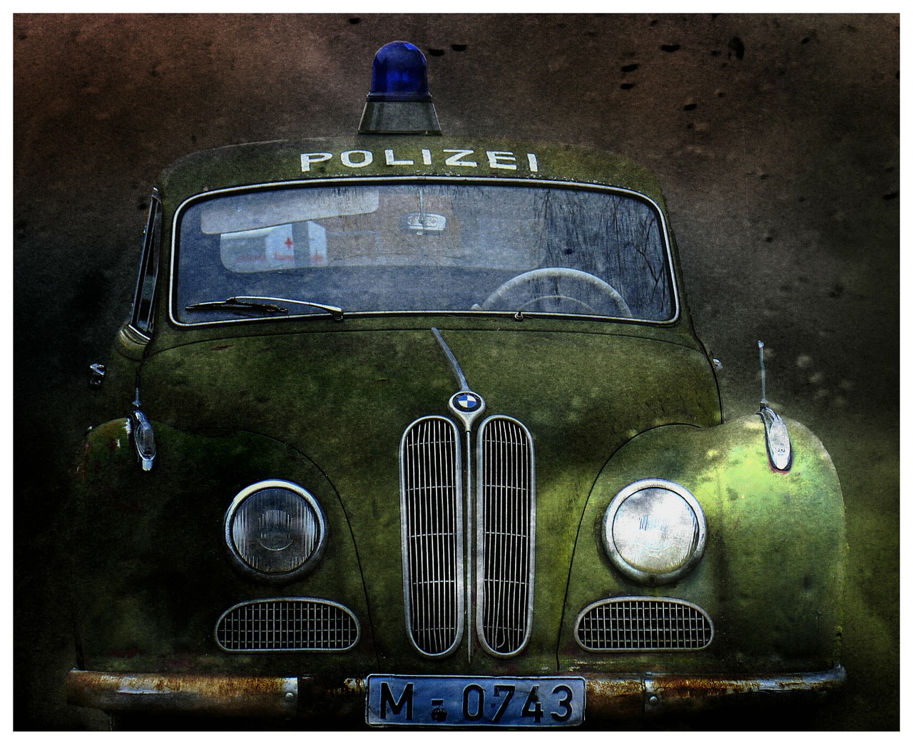police car oldtimer movie car free photo