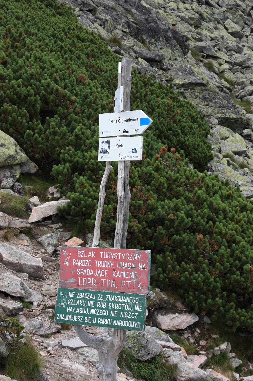 polish tatras hiking trail signpost free photo