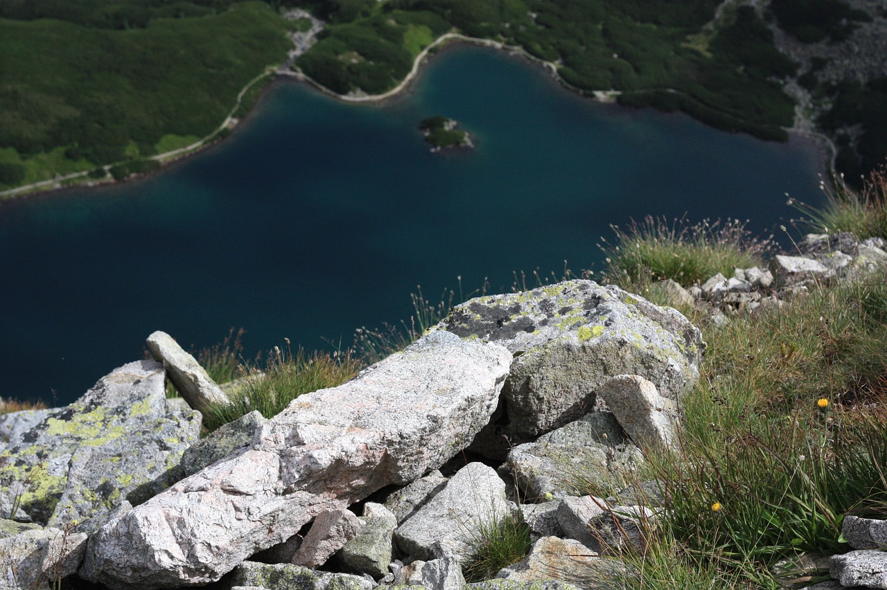 polish tatras the stones black pond tracked free photo