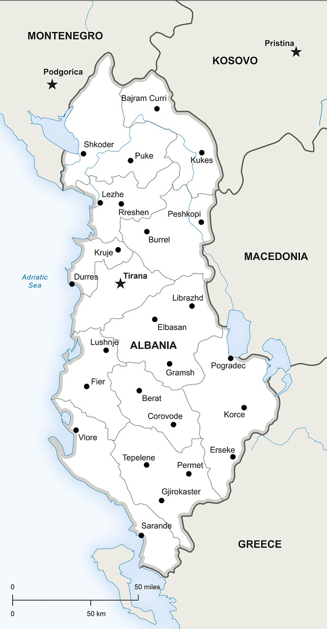 political map albania free photo