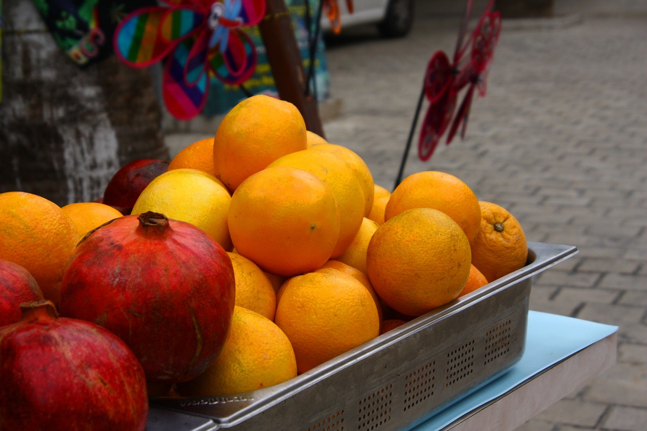pomegranate orange market free photo