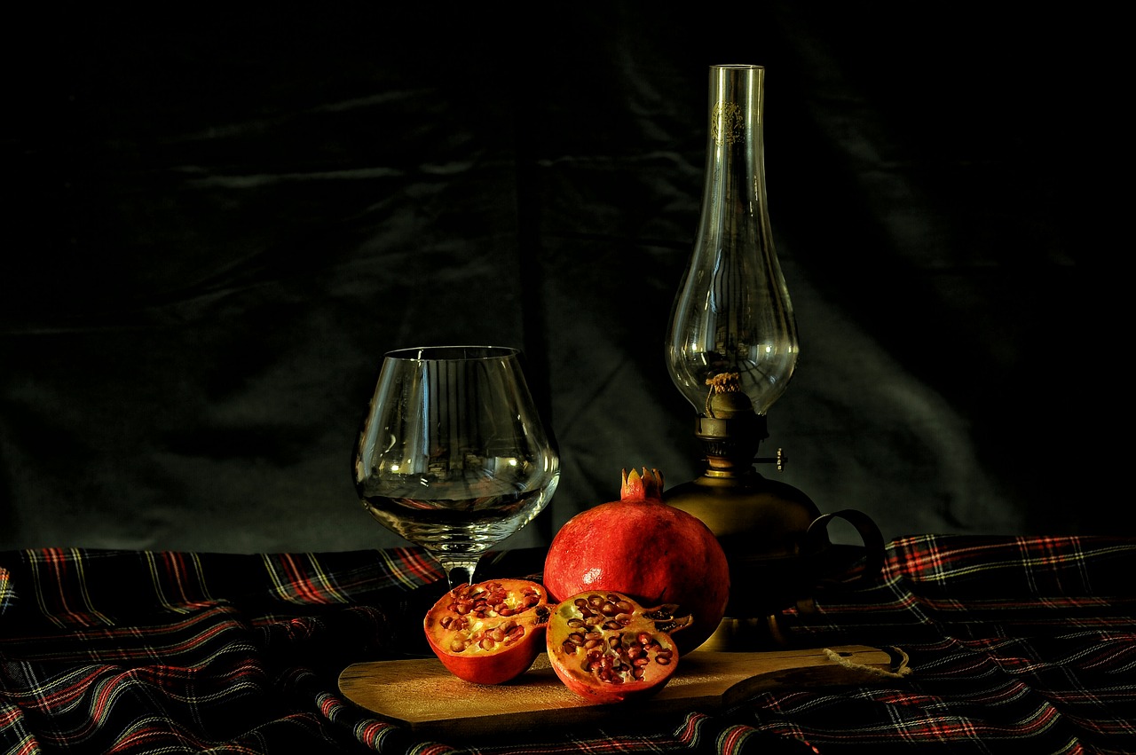 pomegranate table glass free photo