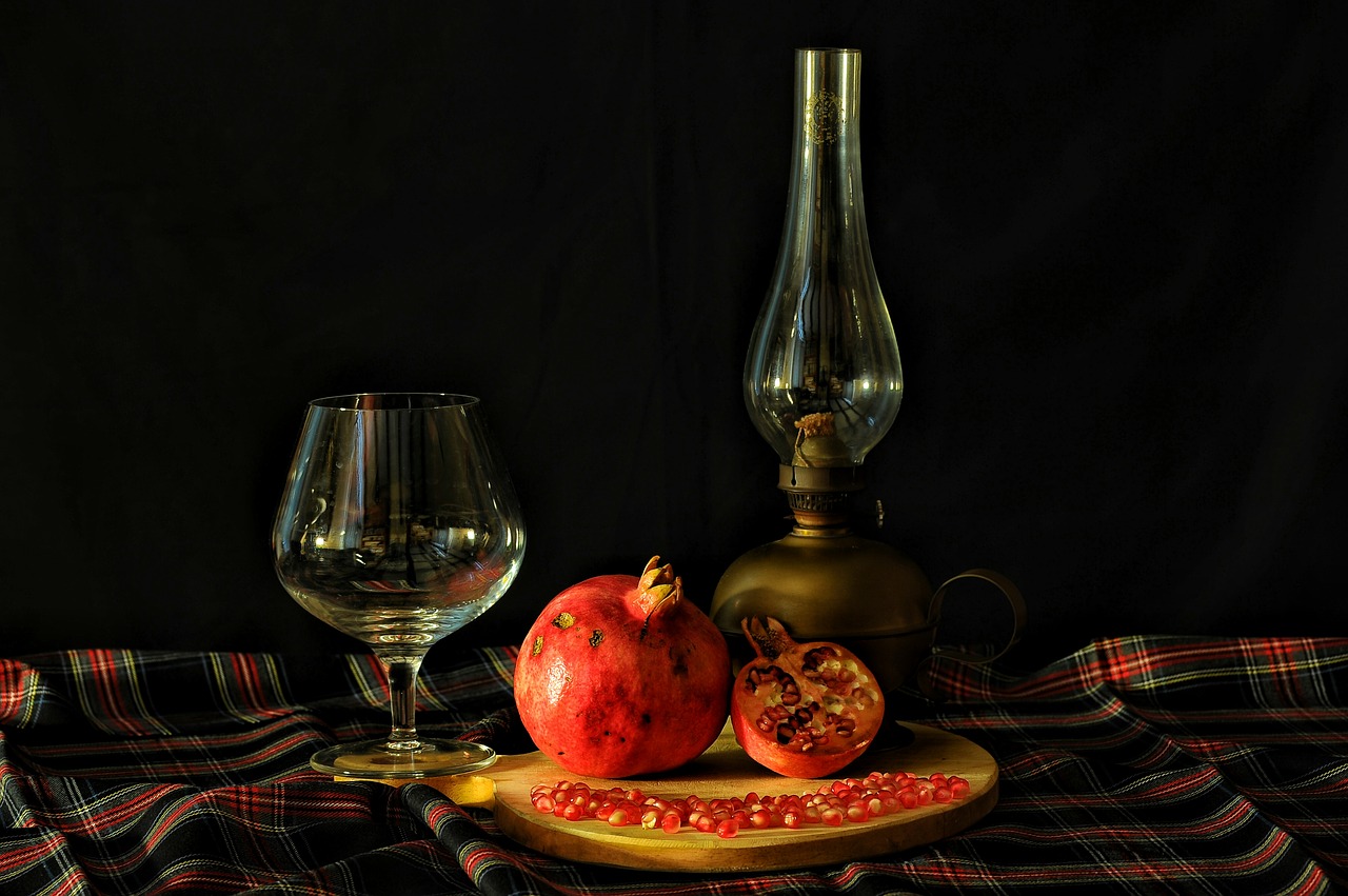 pomegranate table glass free photo