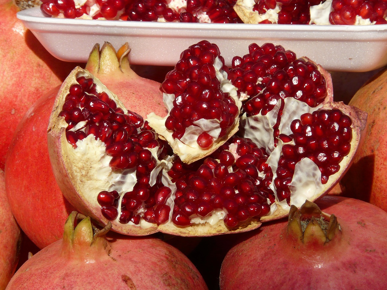 pomegranate red broken up free photo