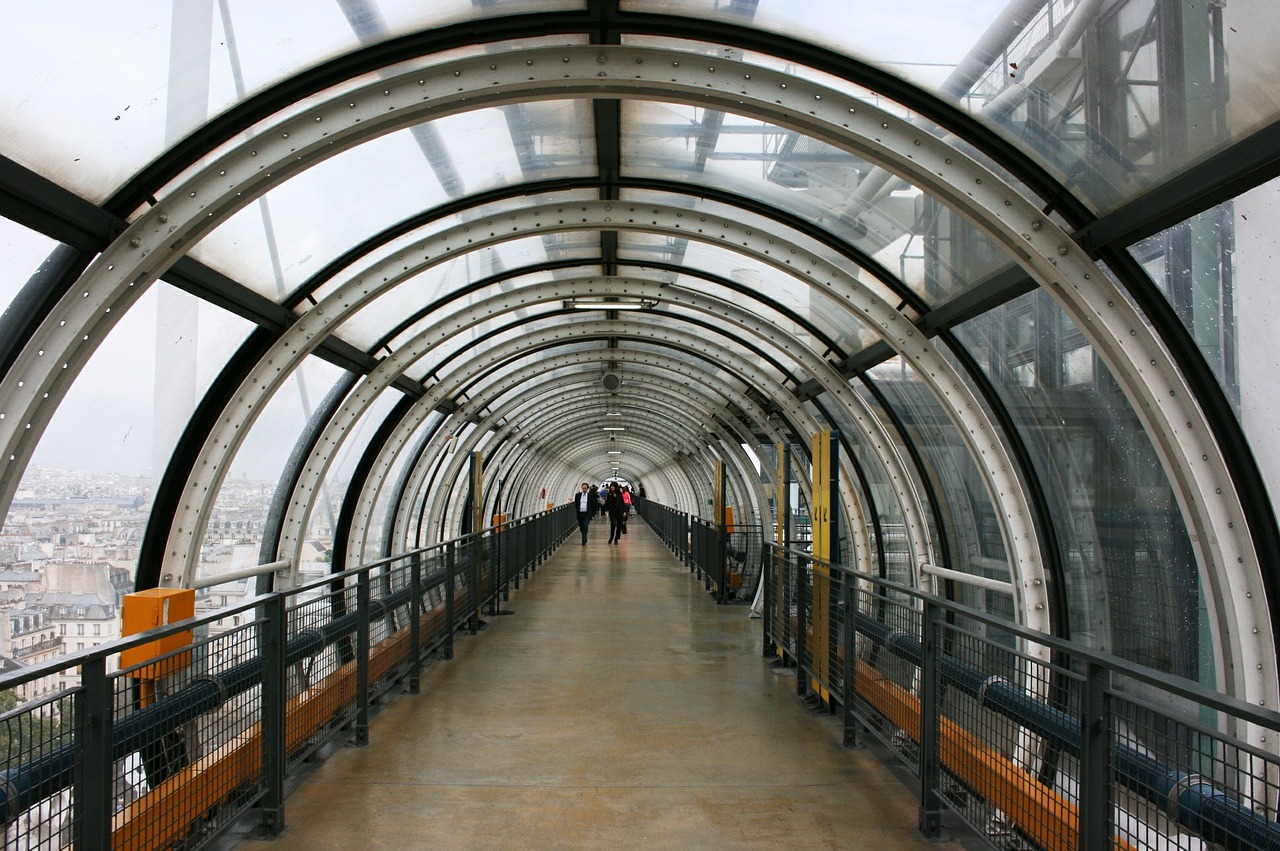 pompidou tunnel modern architecture free photo