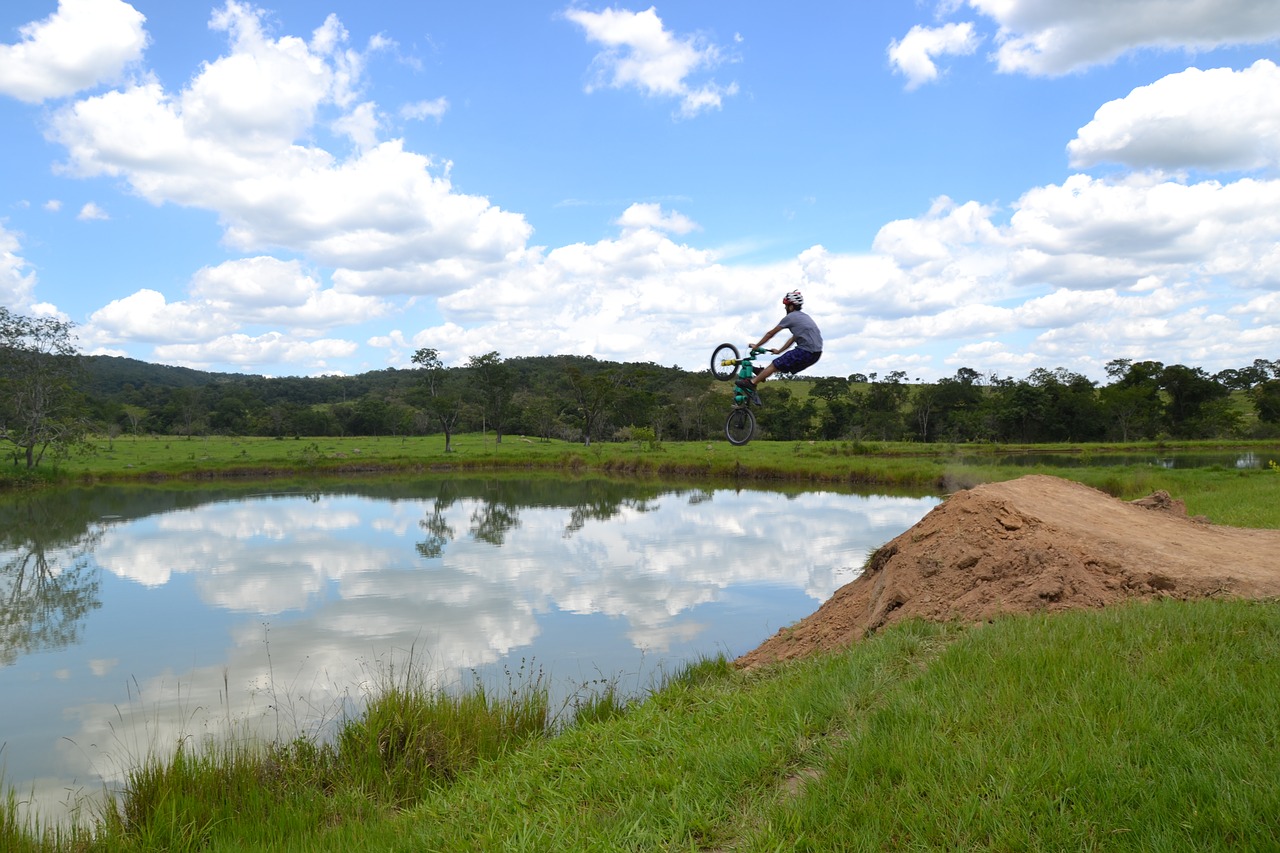 pond bike fun free photo