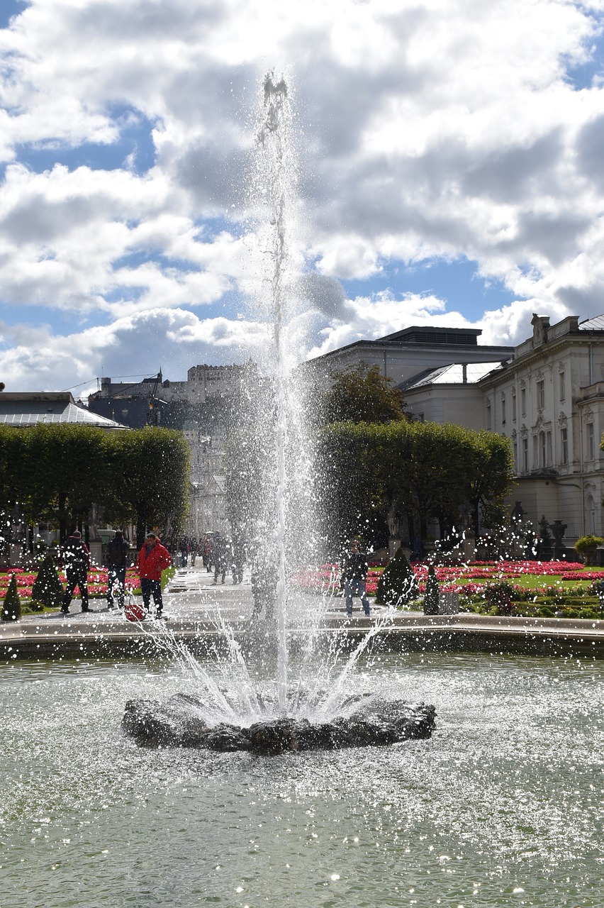 pond  fountain  park free photo