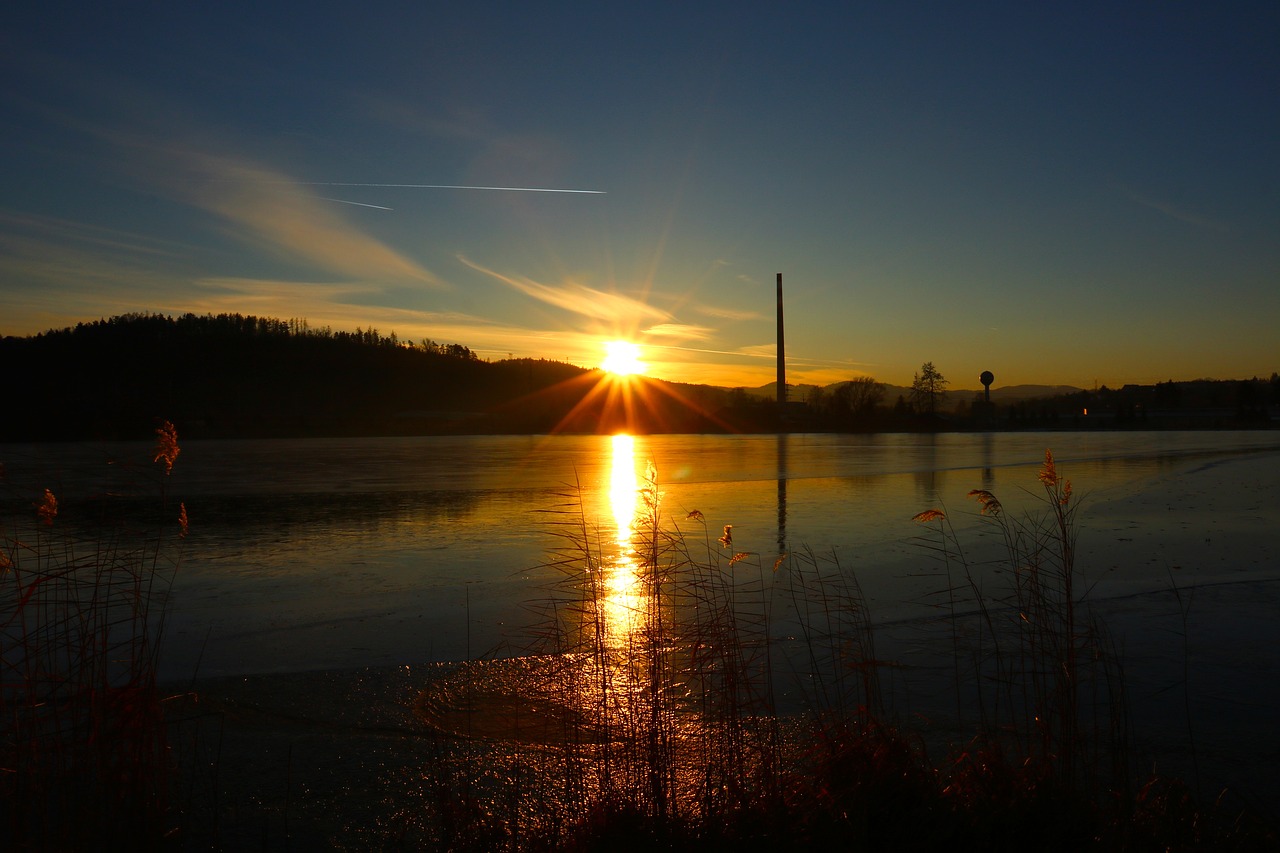 pond  water  sunset free photo