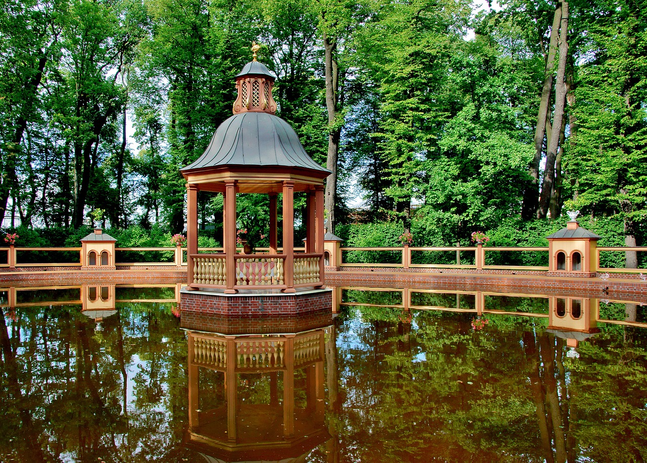 pond gazebo landscape free photo