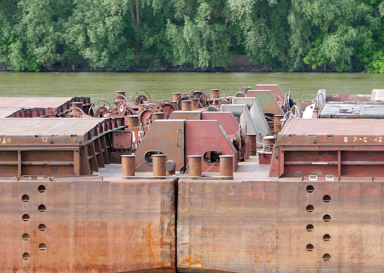 pontons connected danube navigation free photo