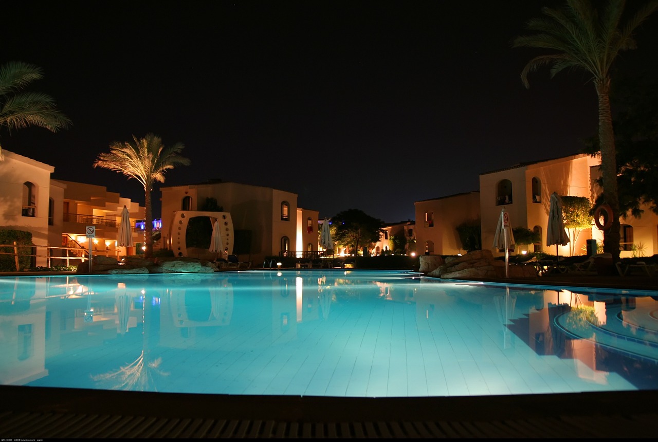 pool villa night free photo