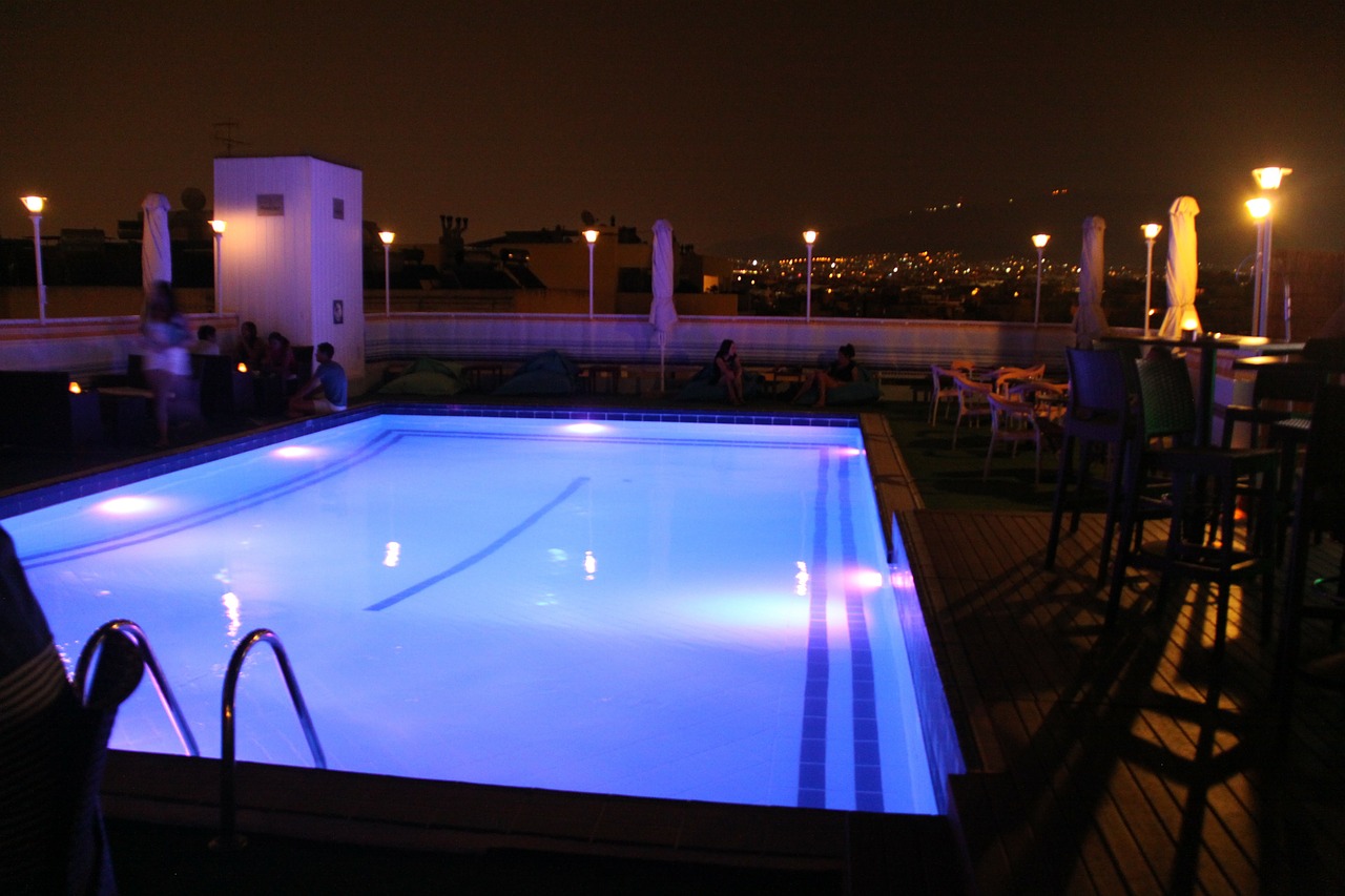 pool water night free photo