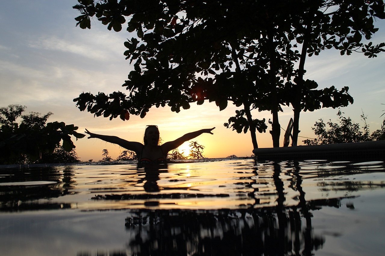 pool sunset summer free photo