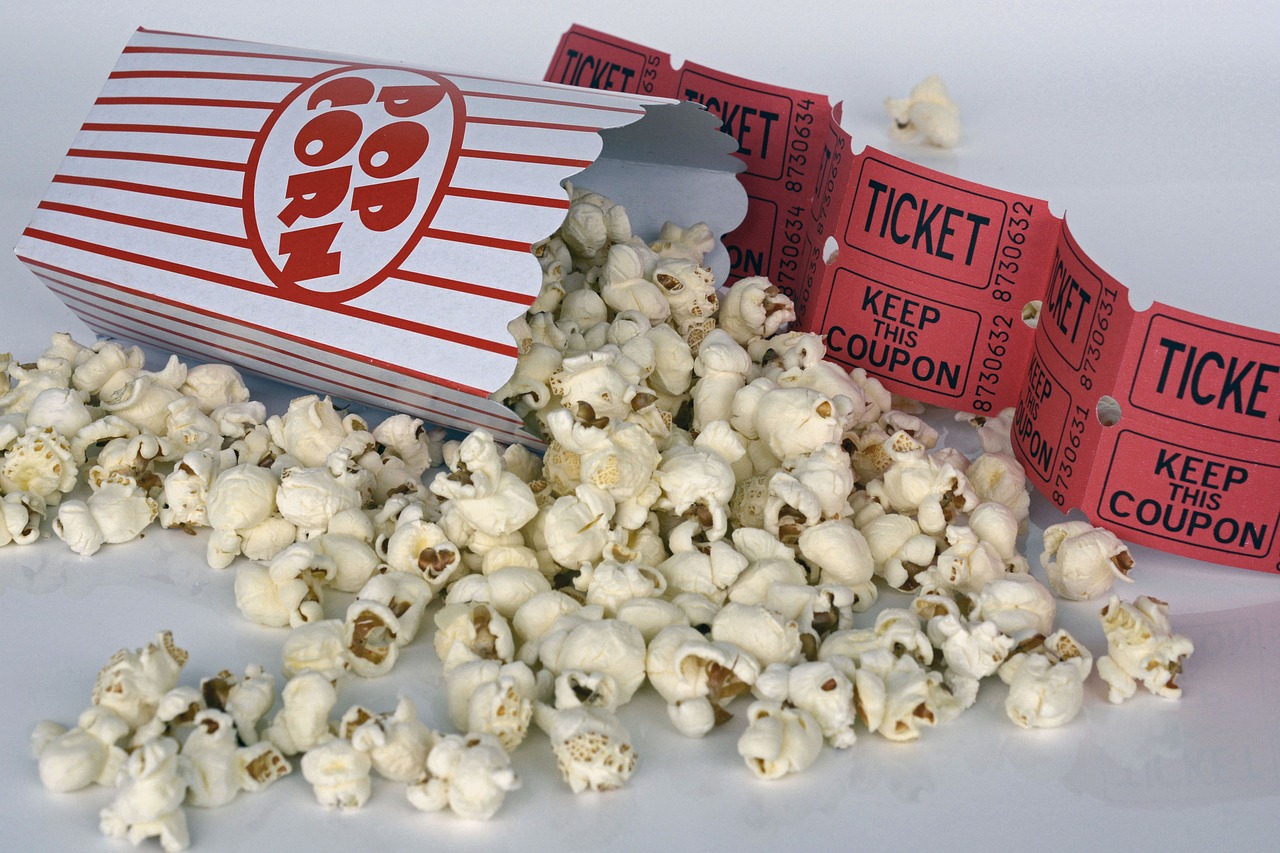 popcorn cinema ticket free photo