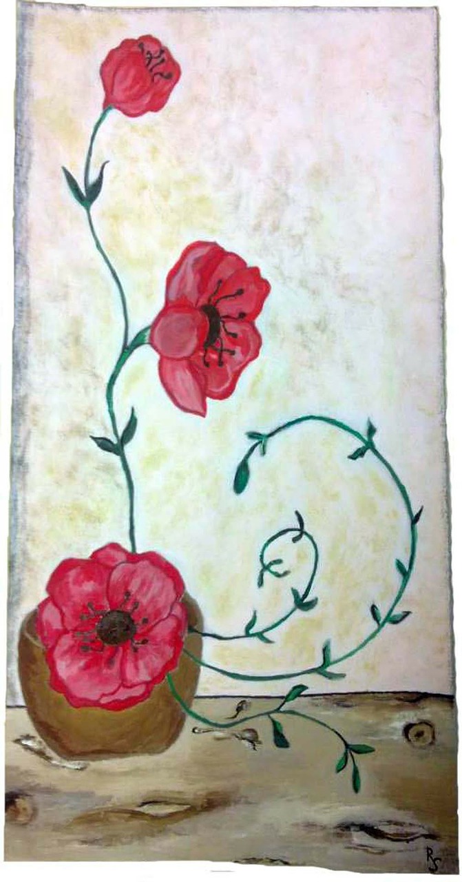 poppies drawing painting free photo