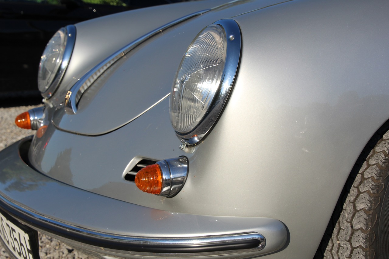 porsche silver front headlight free photo