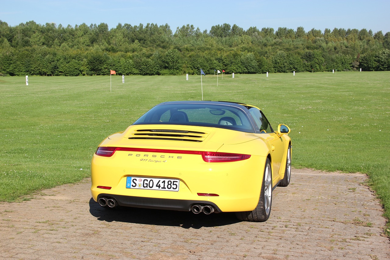 porsche 911 targa 4 sports car yellow free photo