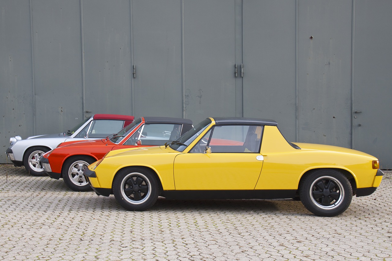 porsche 914 three colorful free photo