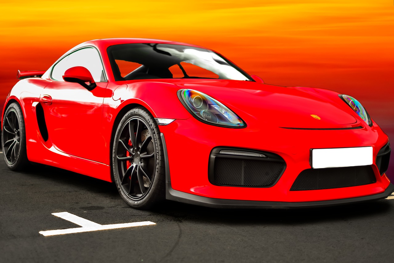 porsche cayman gt4  sunset  sports car free photo