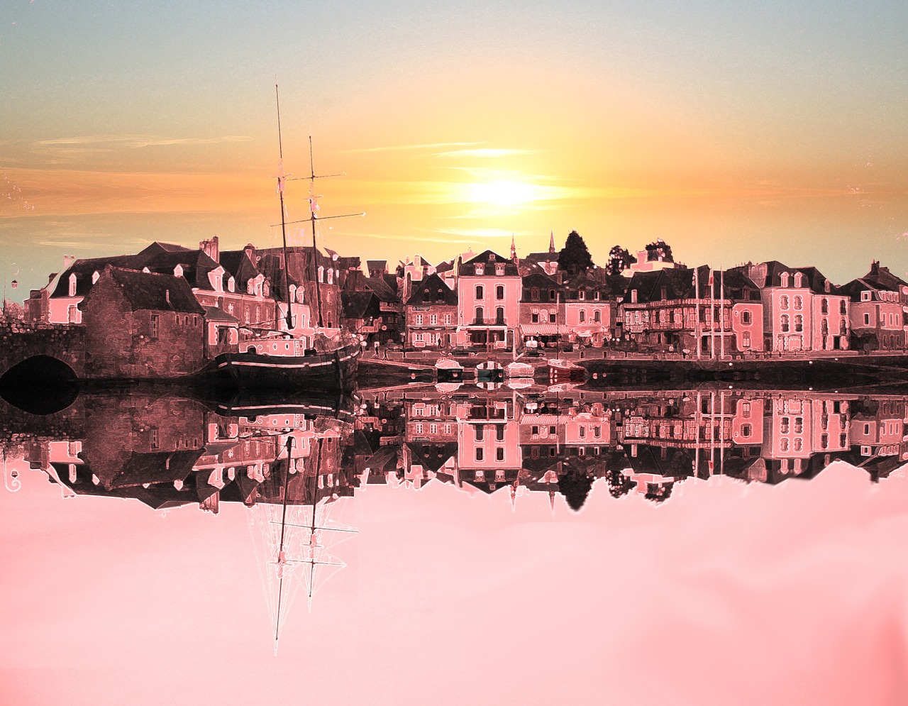 port sunset brittany free photo