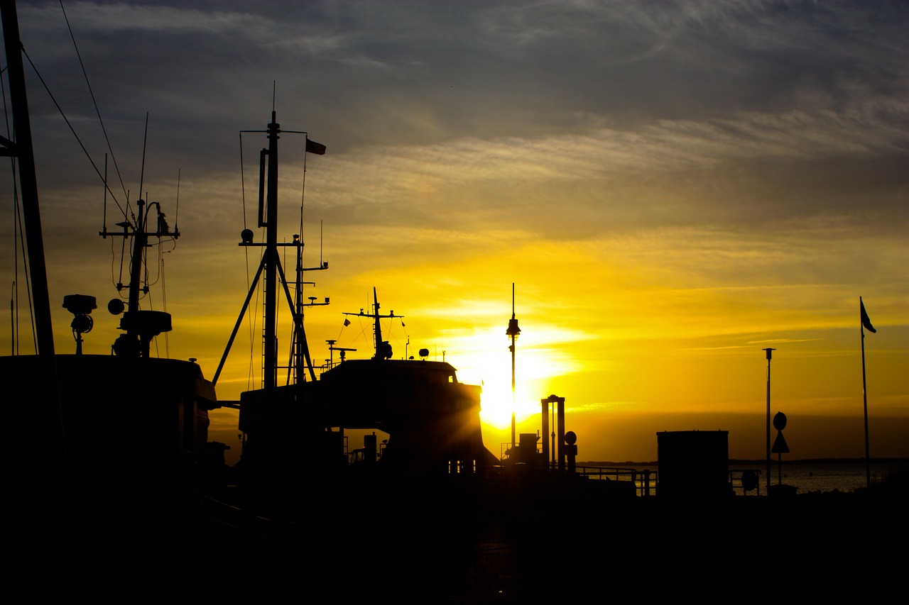 port sunset sea free photo