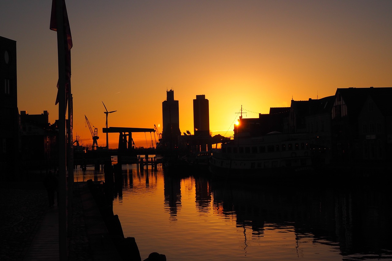 port sunset husum free photo