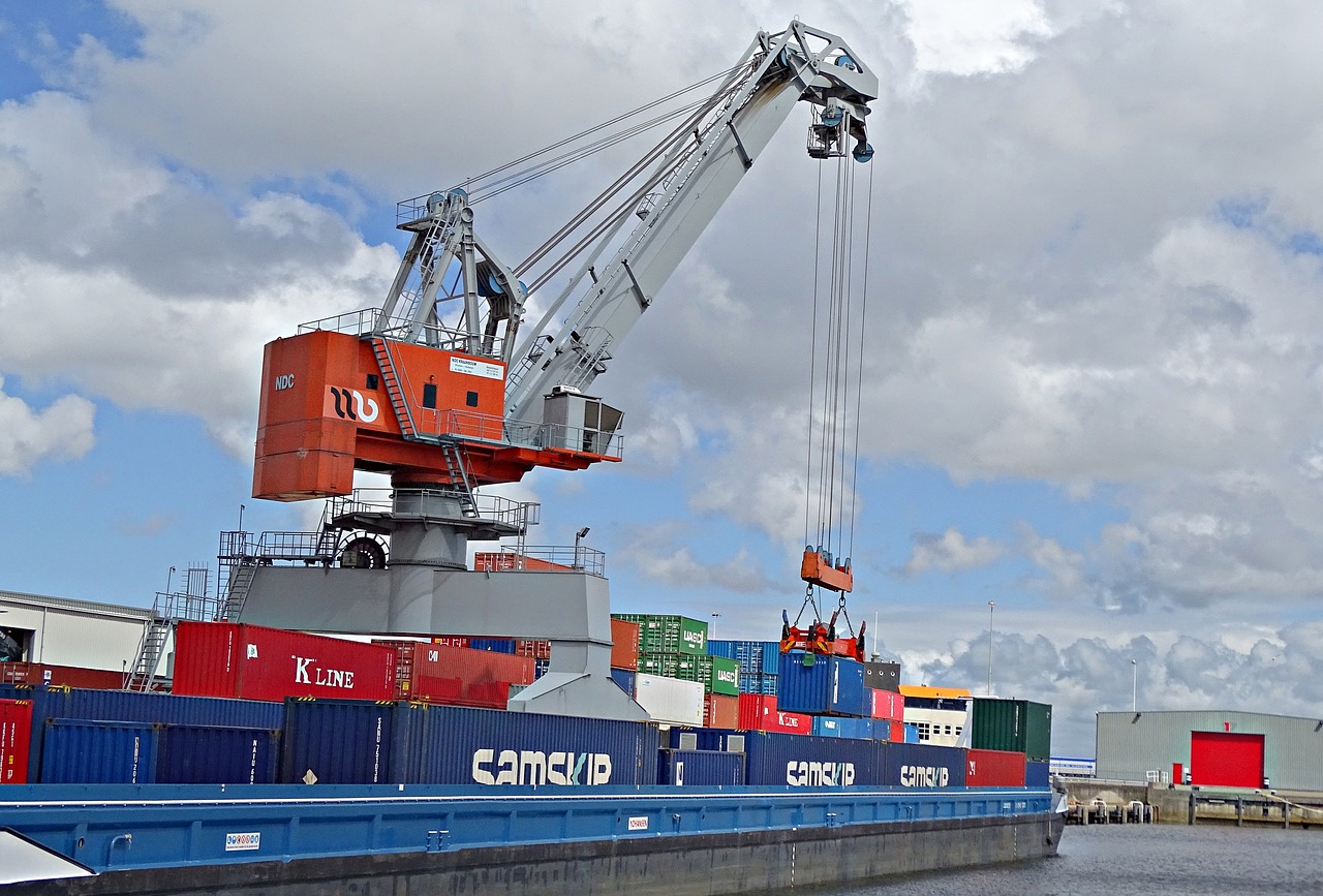 port crane boat ship free photo