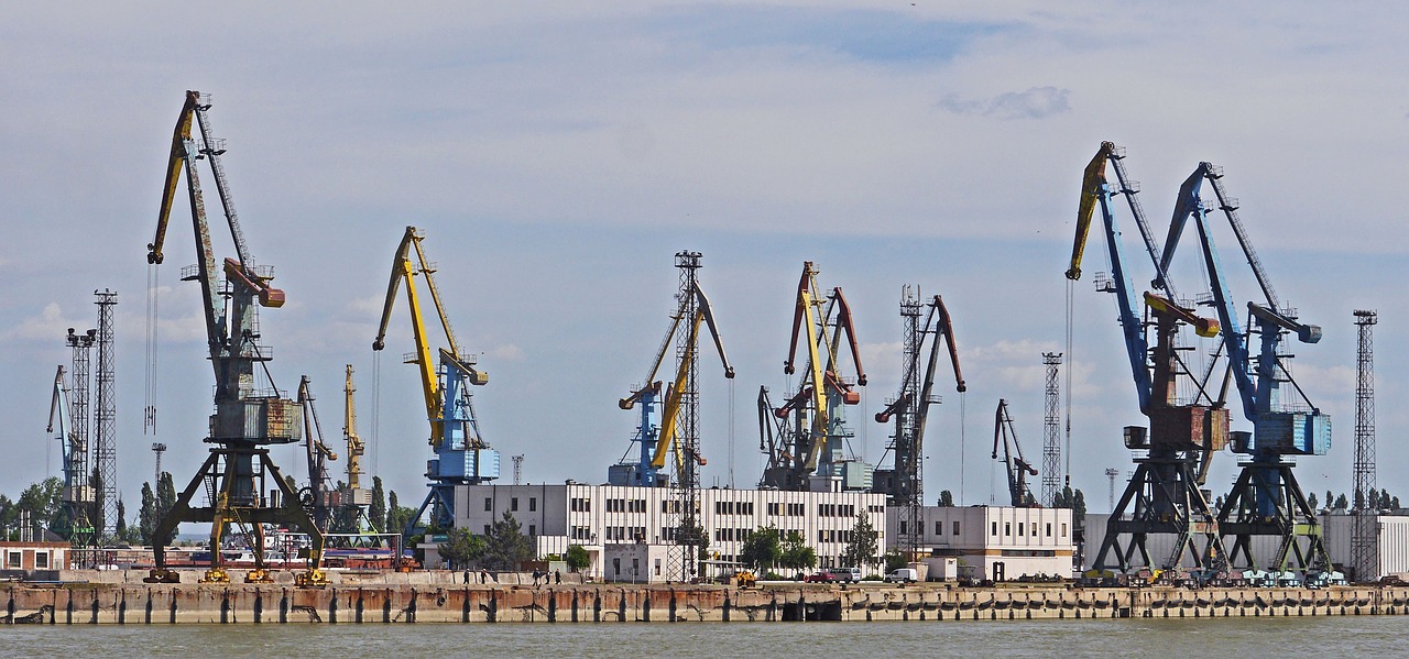 port harbour cranes lower danube free photo