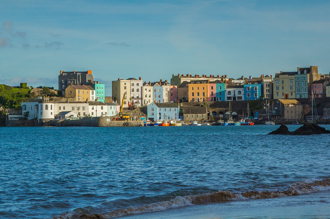 port houses coast free photo