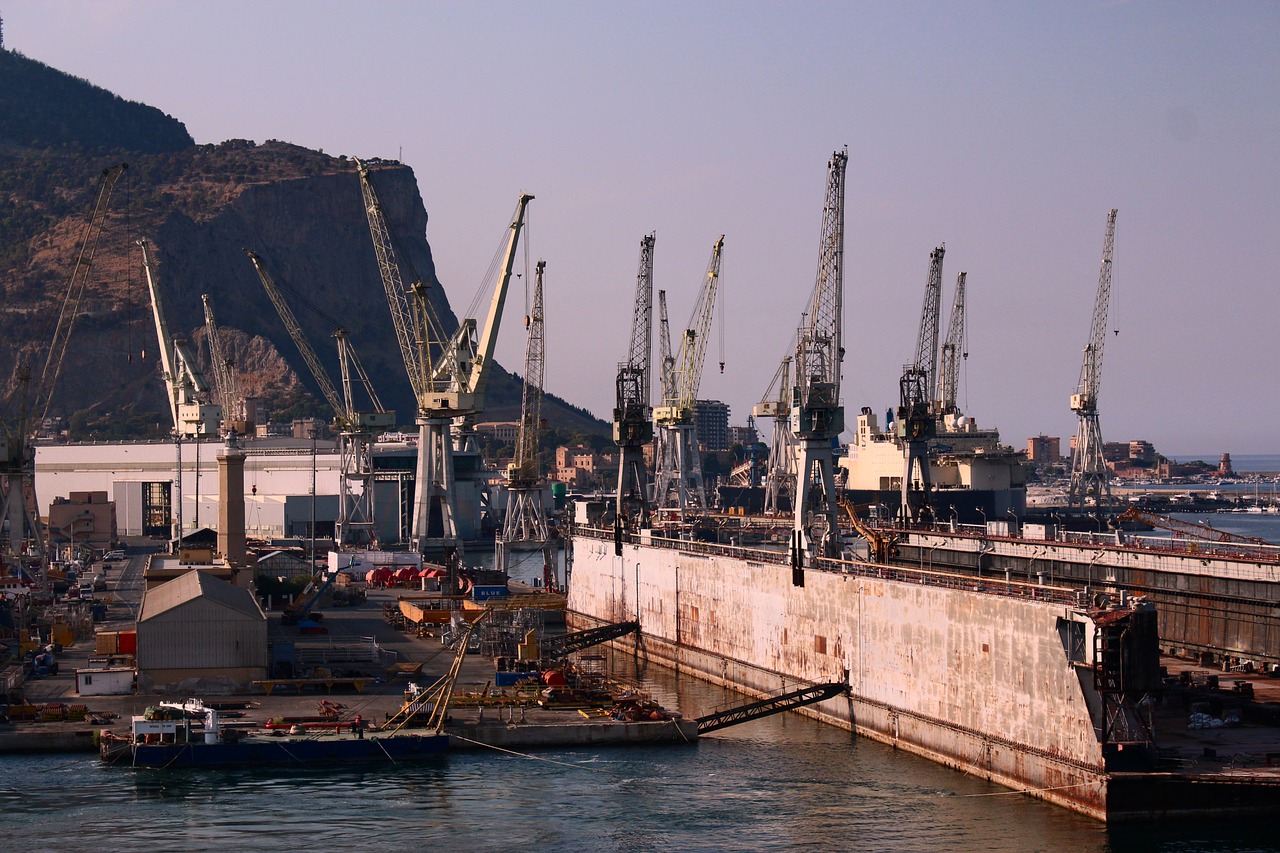 port cranes water free photo