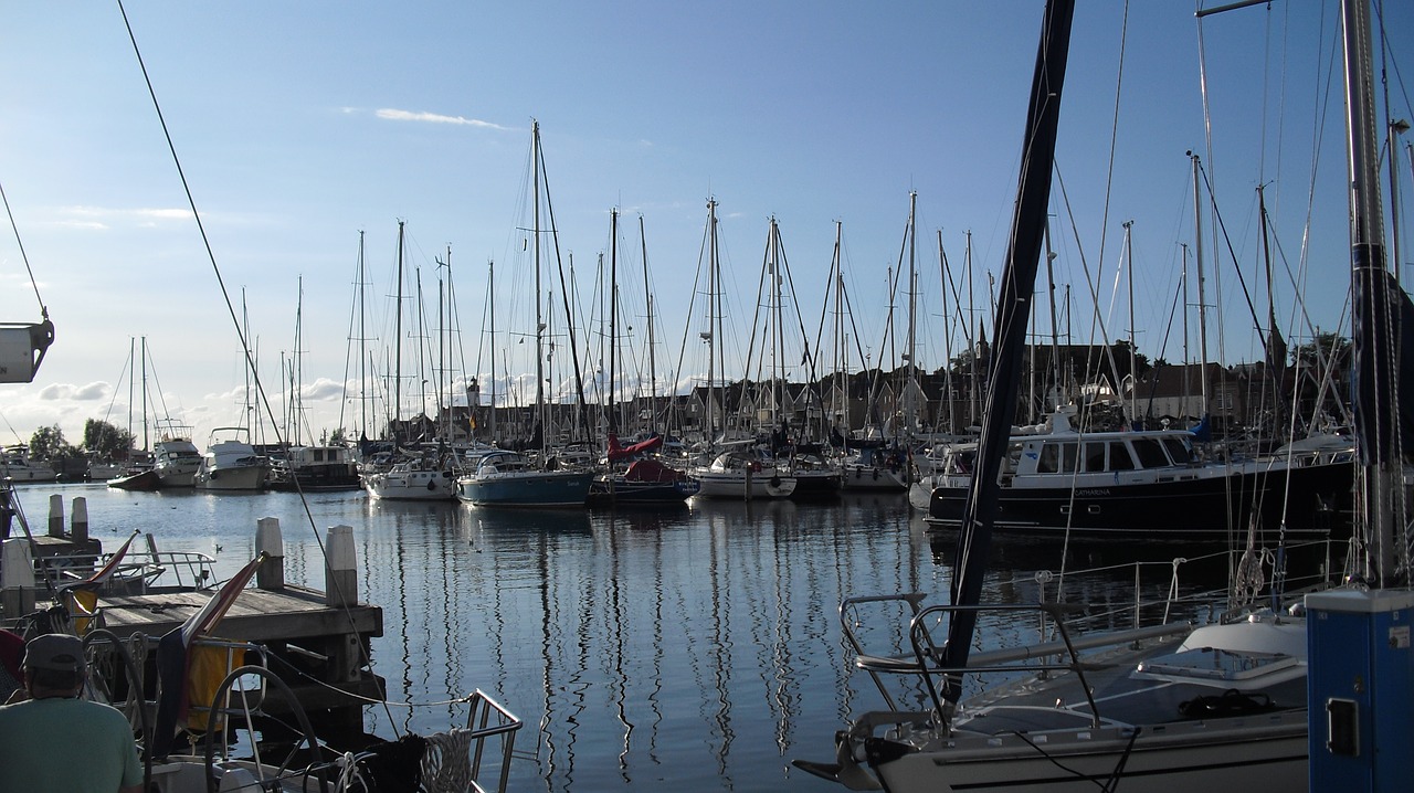 port boats masts free photo