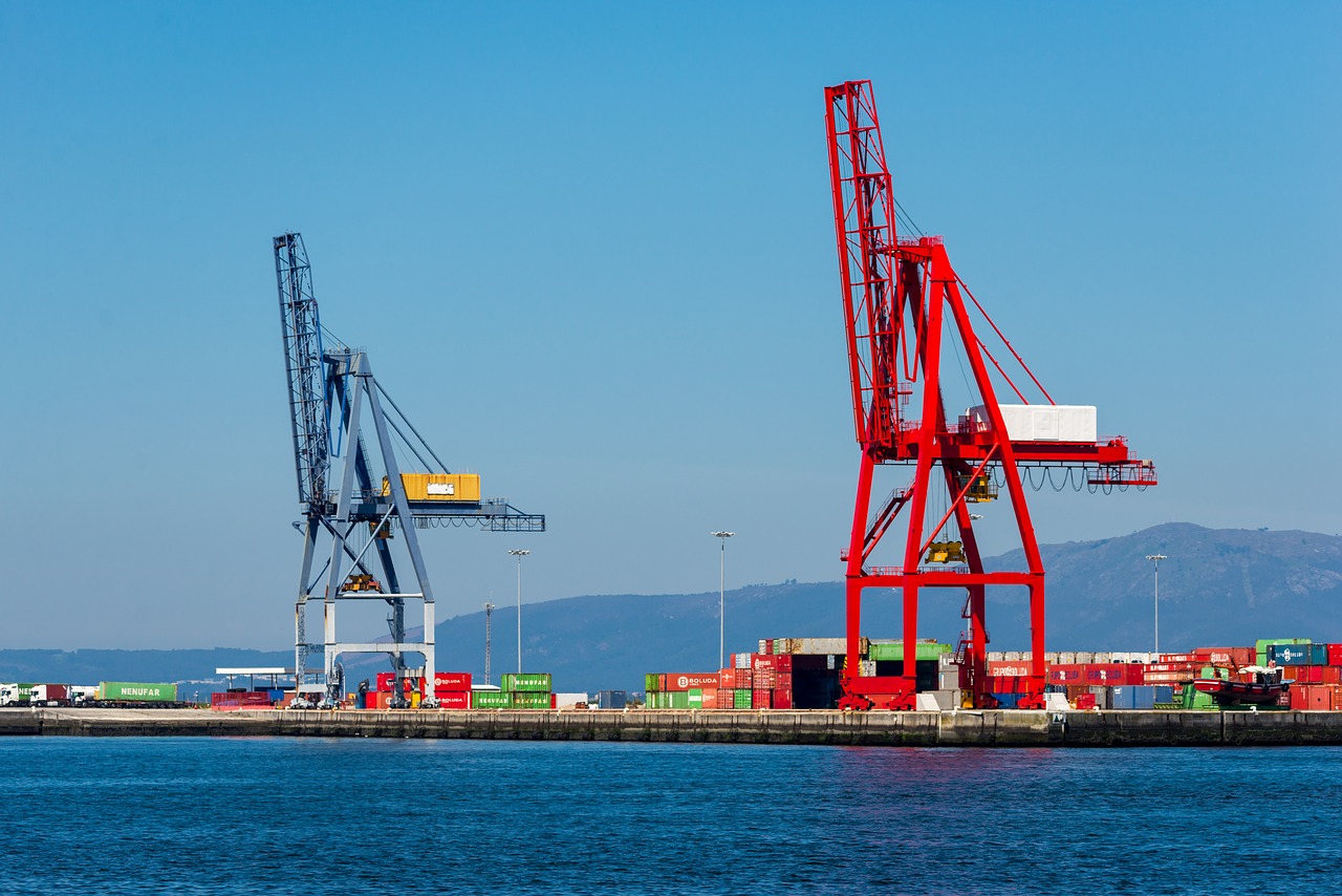port  cranes  containers free photo
