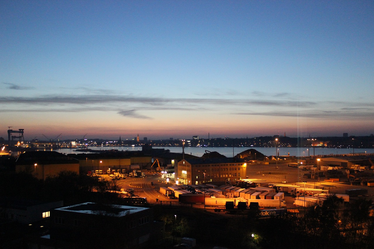 port  kiel  evening free photo