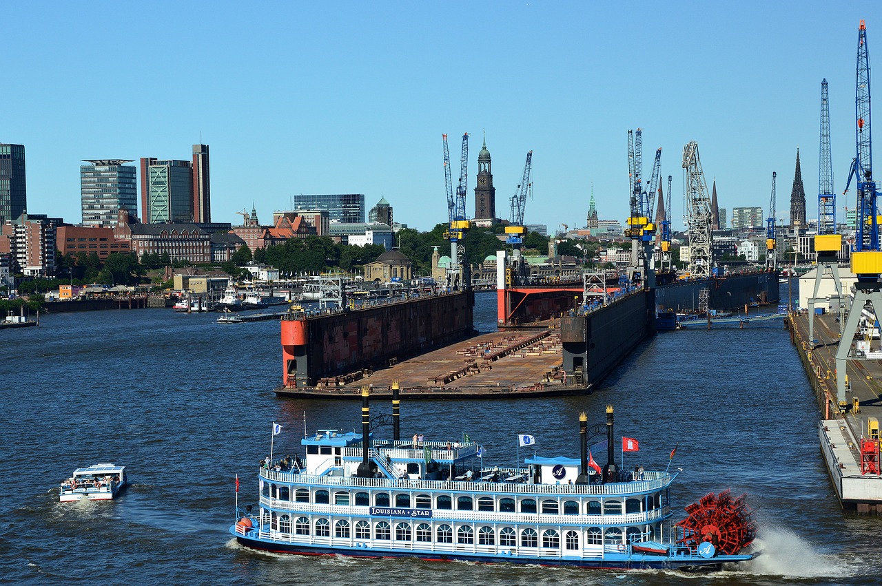 port  ship  cranes free photo