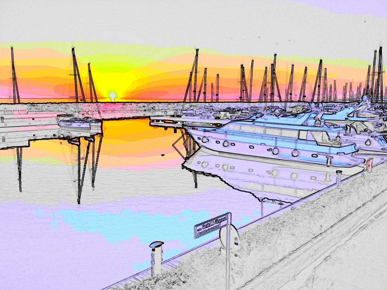 port sunset boats free photo