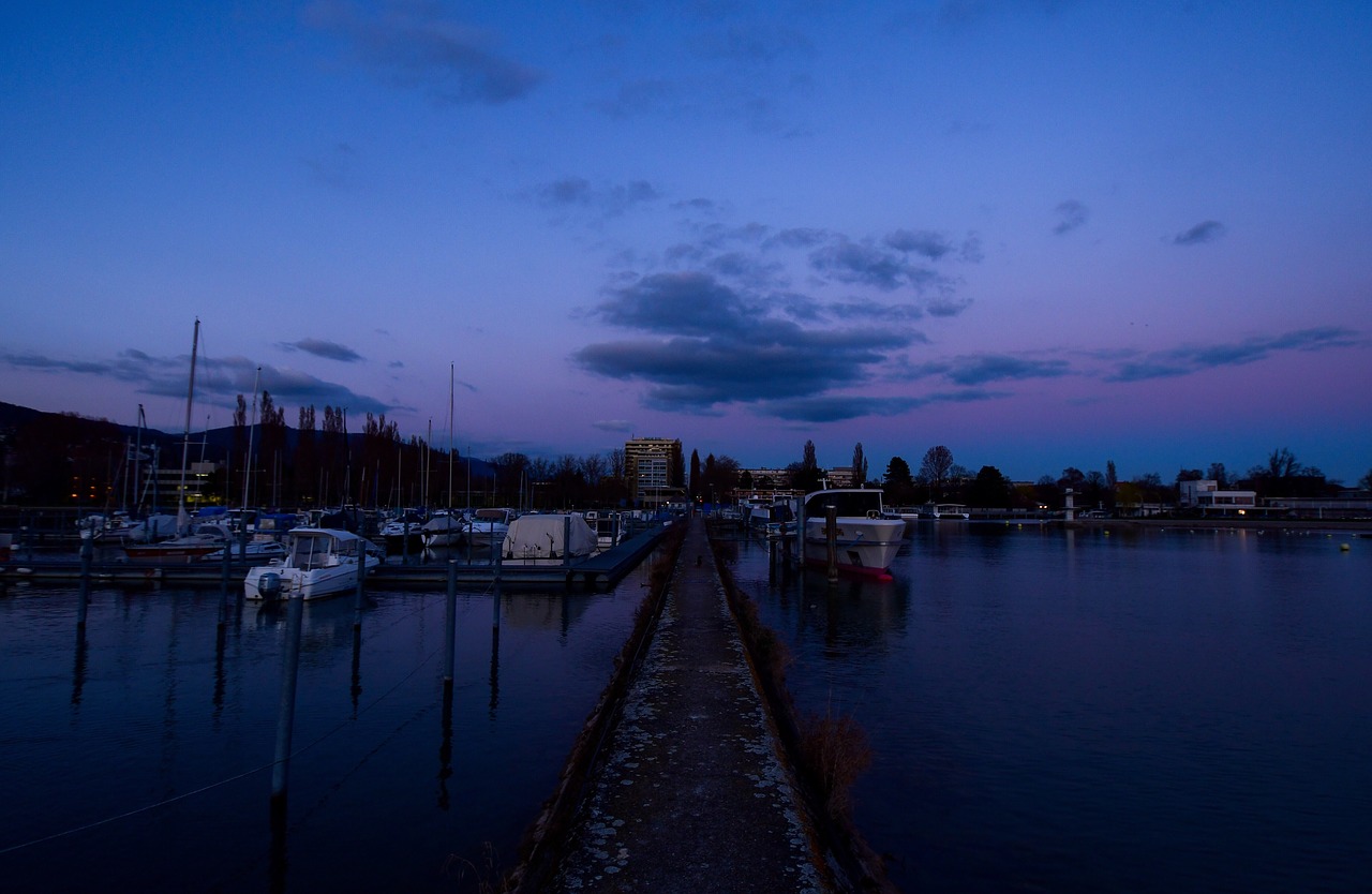 port  boat  twilight free photo