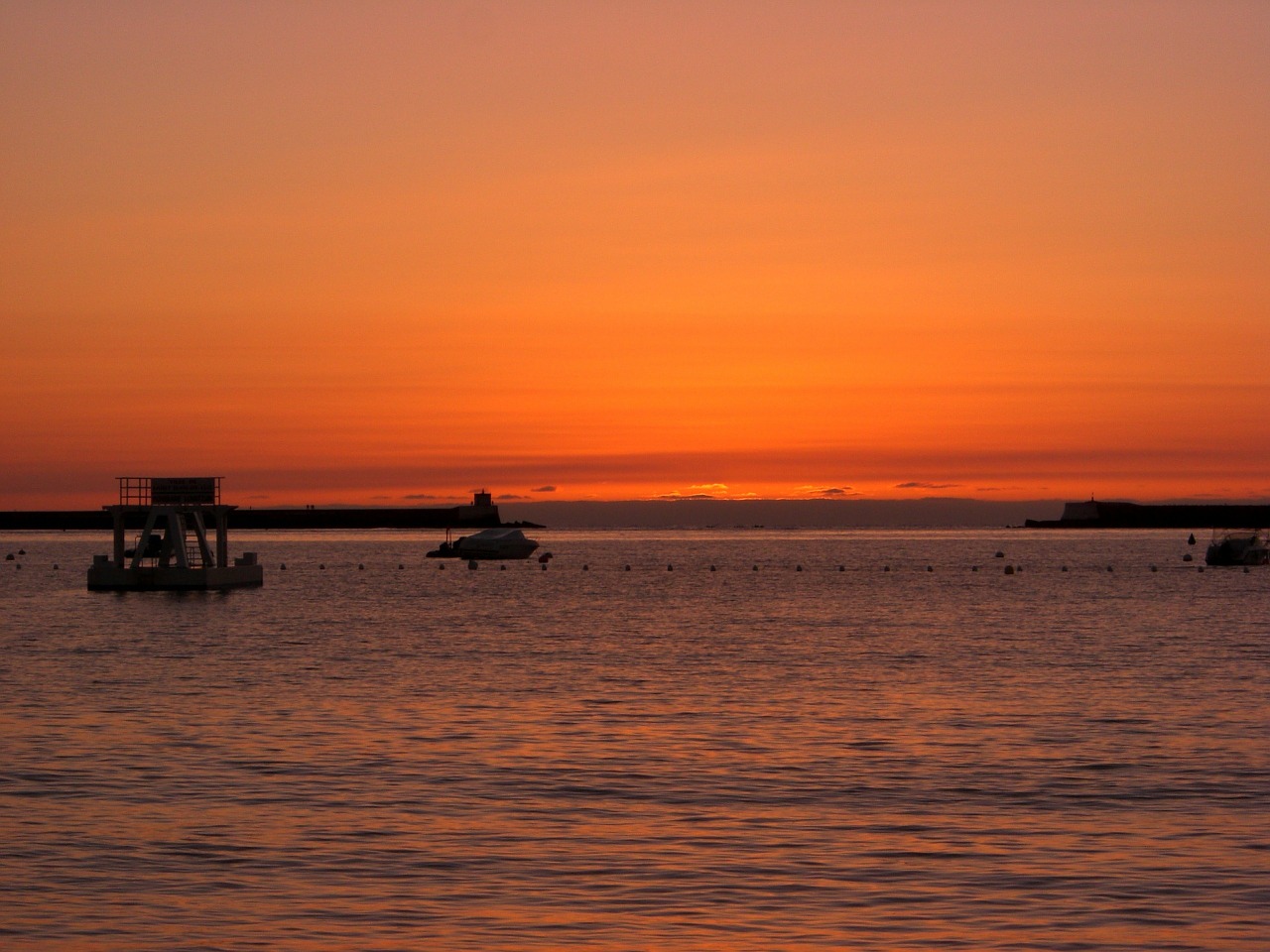port sunrise sunset free photo