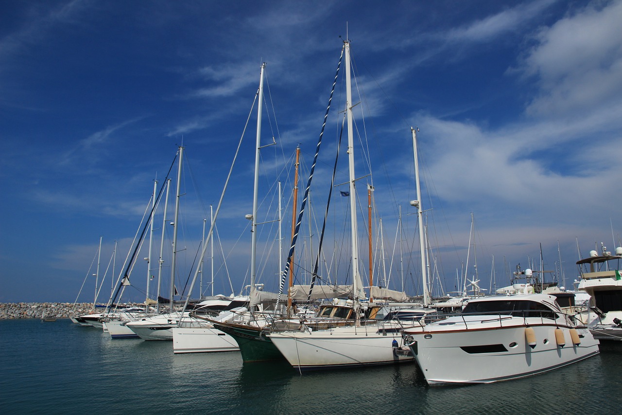 port boats masts free photo