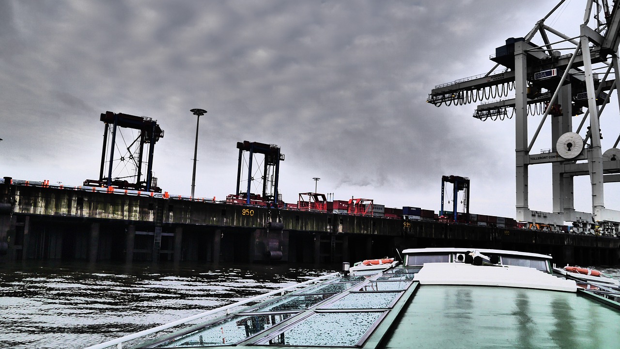 port hamburg cranes free photo