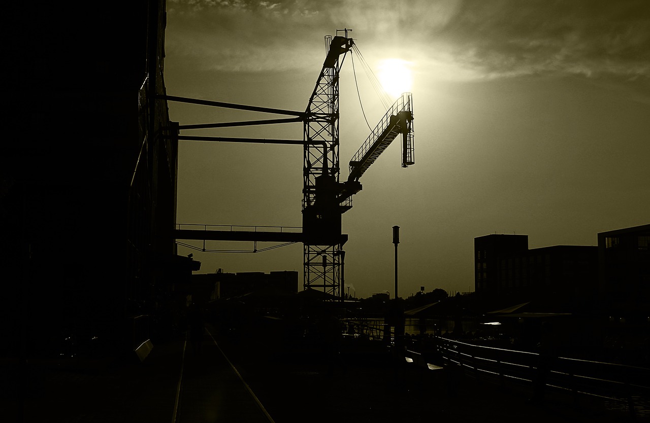 port crane silhouette free photo