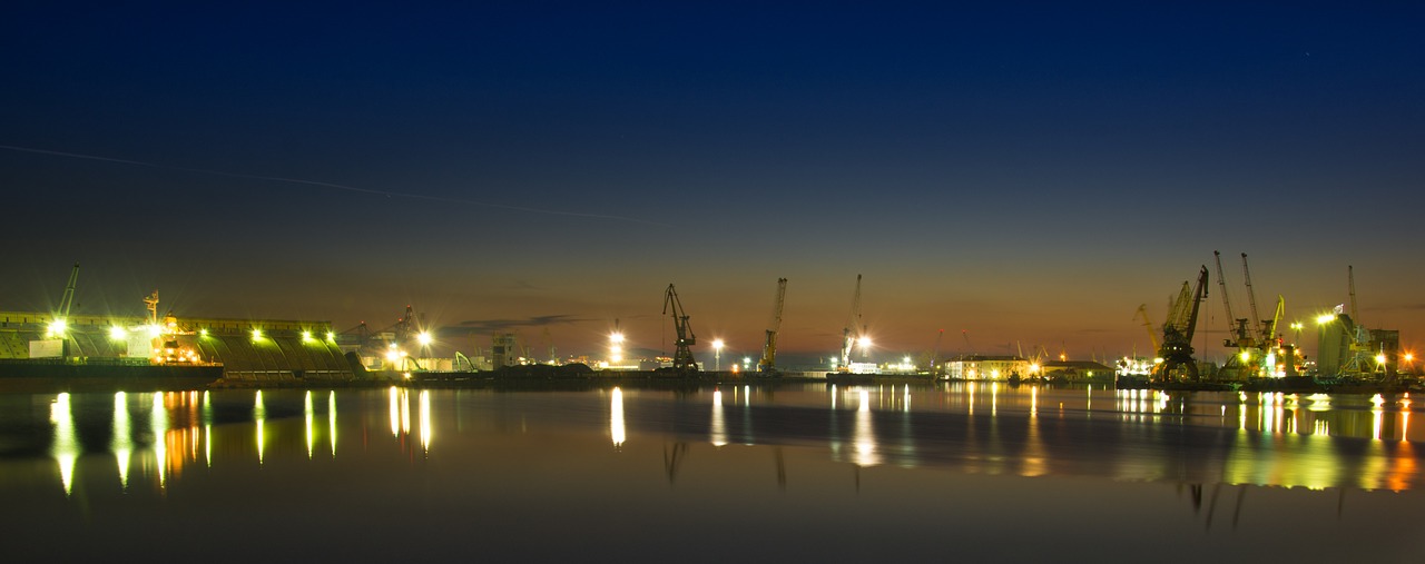 port burgas port night free photo