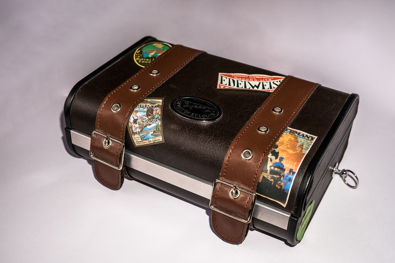 portable radio luggage leather free photo