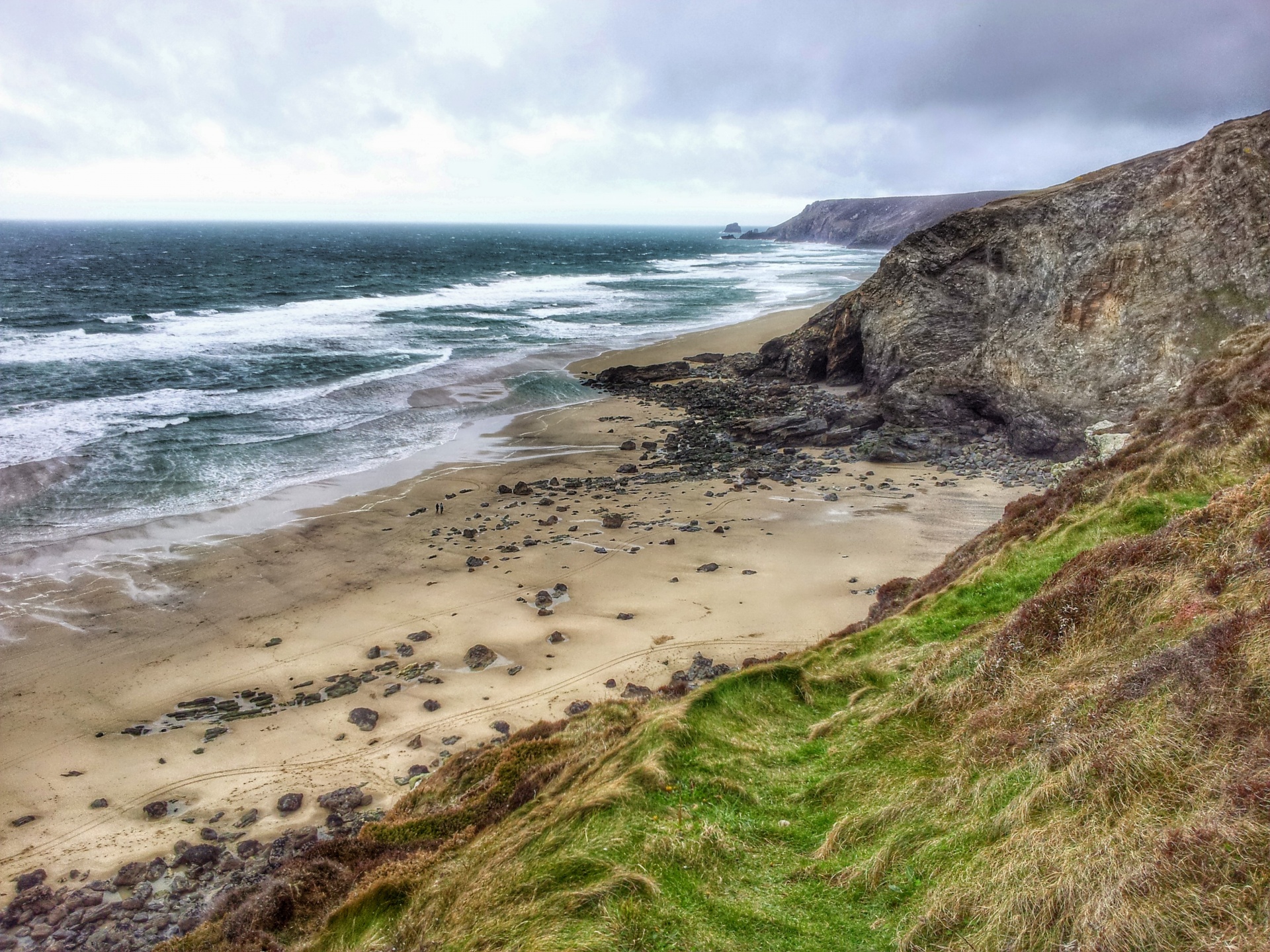 beach cornwall grass free photo