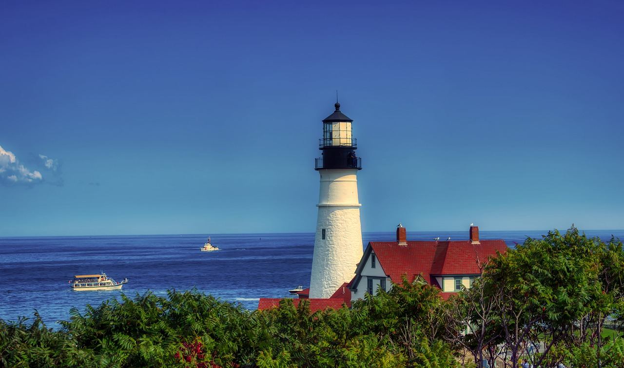 portland head  lighthouse  sea free photo